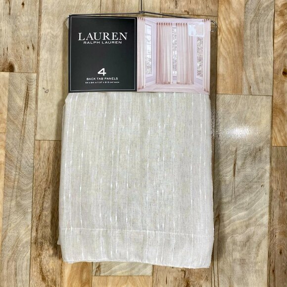 4 Panels Ralph Lauren 54x 84 Linen Marley Natural Beige Curtains Striped Stripes - Picture 2 of 9